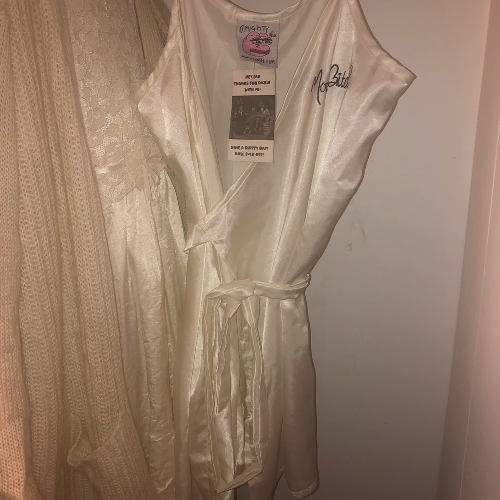 White Omighty Embroidered Wrap Dress - Picture 2 of 2